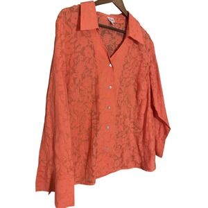 TRUE BEAUTY by Emme, Orange Super Lt Wgt Cotton, SHIRT TUNIC BLOUSE TOP, 18